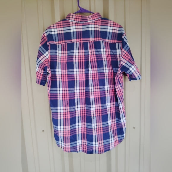 Men's Chaps Plaid Button Down Shirt Size Large Preppy Short Sleeves - Picture 2 of 3